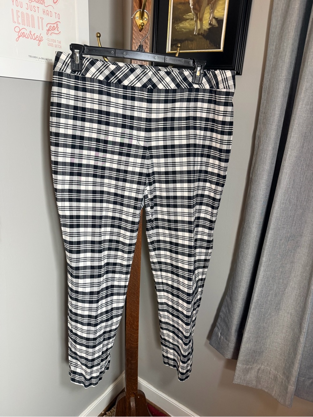 Talbots Black and White Plaid Pants